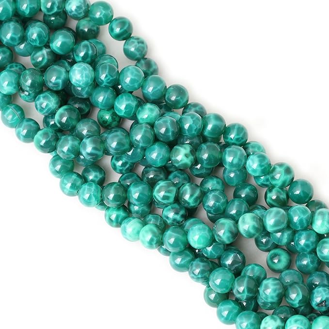45PCS 8mm Natural Peacock Vein Agate Gemstone Round Loose Beads for Jewelry Making Jewelry Design1 Strand 15"