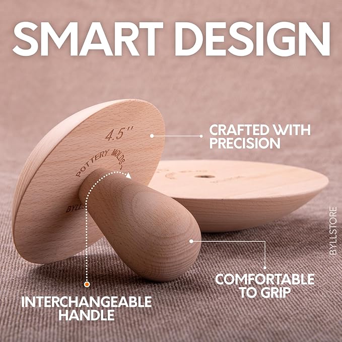 2-Pack Pottery Molds | Create Bowls & Plates | Includes 4.5" and 6.5" Ceramic Top Forms | Interchangeable Handle