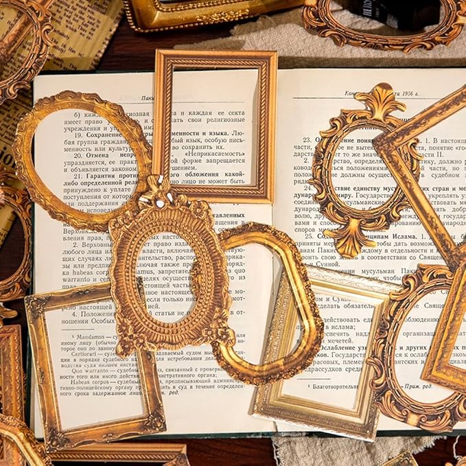 30Pcs Vintage Scrapbook Paper Photo Frame for Scrapbooking Junk Journal Collage Diary Embellishment DIY Photo Album DIY Craft Decoration, 10 Patterns (YSDC2)