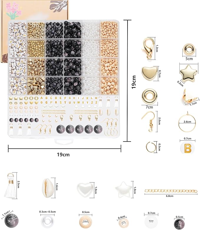 Xylise 6mm/8mm Crackle Glass Beads Bracelet Making Kit Crystal Glass Beads Jewelry Making Kit, Friendship Bracelet kit for DIY Crafts Gifts