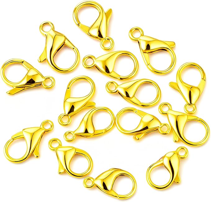 Mandala Crafts 35mm Gold Color Metal Lobster Clasps for Jewelry Making - 25 Lobster Claw Clasps with Jump Rings Jewelry Findings Kit for Necklaces Bracelets Charms Fasteners