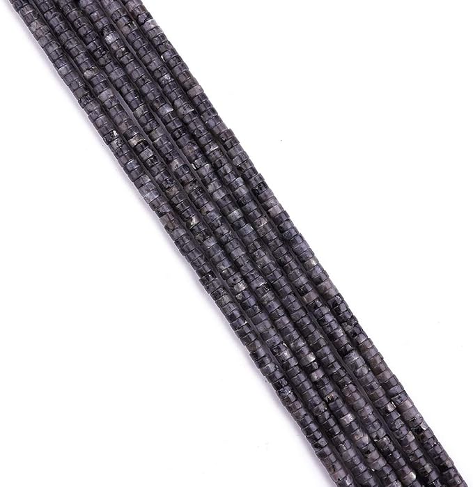 Natural Black Spectrolite Spacer Beads Caps Loose Semi Gemstone for Beading Jewelry Making 4mmx2mm 38cm