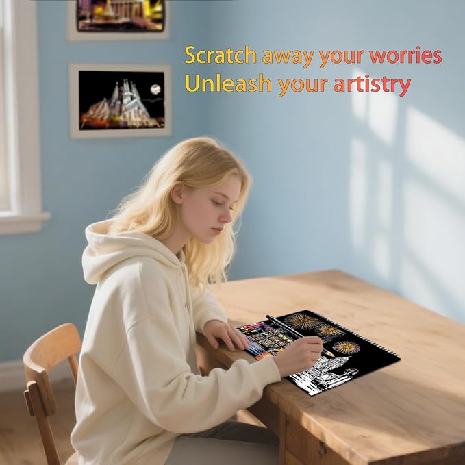 Scratch Art Book for Adults,Scratch Painting Foil for Adults，Scratch and Sketch City Landmarks Books,Colorful City Series Scratch Art 12 Pas by Iskueal(Utah State Capitol)