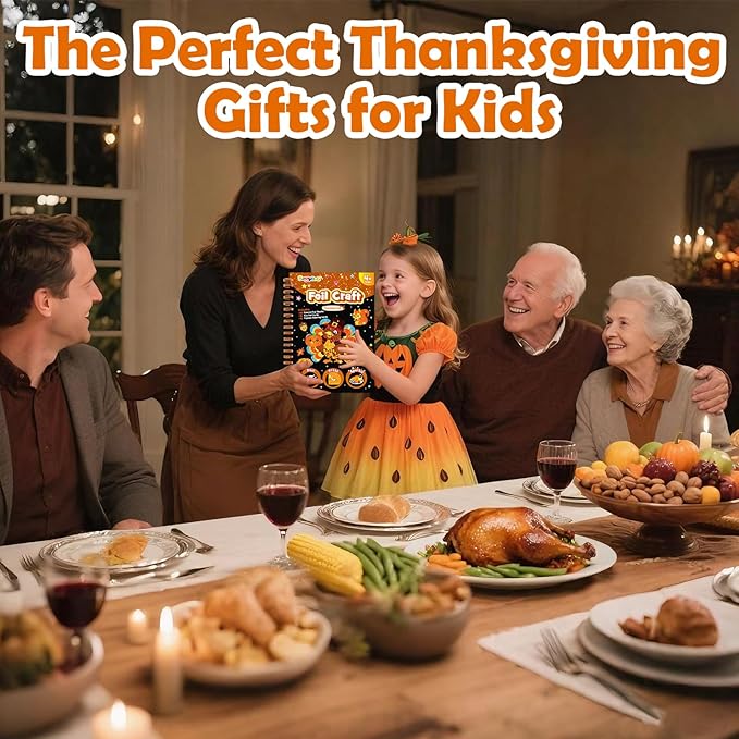 FUNNYB&G Foil Art Craft Activity for Kids - Thanksgiving Crafts Gift Bags for Kids Autumn Harvest School Party Favors Birthday Gifts Goodies Stuffers for Girls Boys 4 5 6 7 8 9 Years Old(Thanksgiving)
