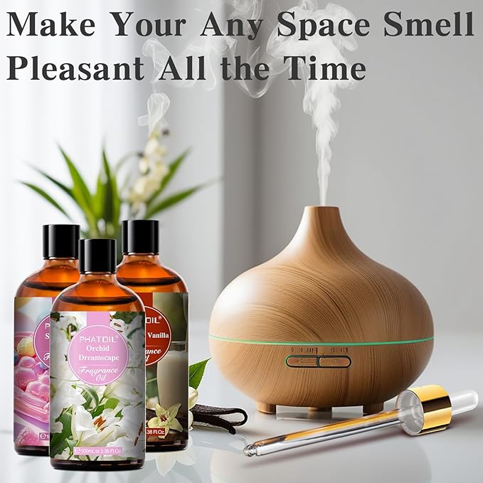 PHATOIL Coconut Vanilla Fragrance Oils for Aromatherapy, 3.38FL.OZ Diffuser Oils for Home, Perfect for Aromatherapy, Humidifiers, Yoga, DIY Candle and Soap Making - 100ml