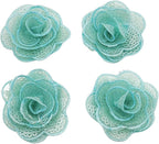 5 PC Rose Flower Sequins Lace Embroidery Patch Applique Trim Wedding Dress DIY Sewing Craft Clothes Applique, 1.6 Inch, Light Blue