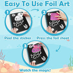 FUNNYB&G Foil Art Craft for Kids - Christmas Crafts Gift Party Favors Stocking Stuffers for Kids Fun Art Supplies Creative Birthday Gift Travel Toys for Girls Boys 4 5 6 7 8 9 Years Old(Ocean)