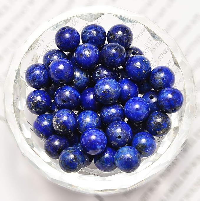 NCB 200pcs 6mm Lapis Lazuli Loose Beads for Jewelry Making, Natural Semi Precious Beads Round Smooth Gemstones Spacer Beads Charms for Necklaces Bracelets (Lapis Lazuli, 6mm 200Beads)