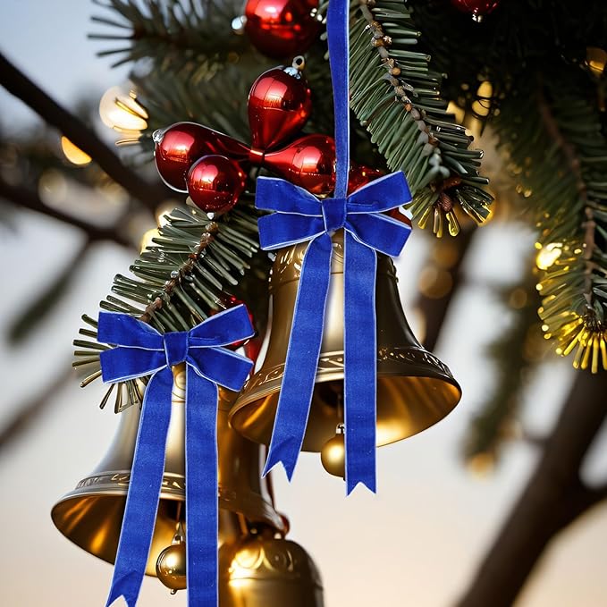 Chuangdi 1 Inch, 30 Yard Christmas Royal Blue Velvet Ribbon Vintage Wide Velvet Ribbons for Christmas Tree Ornaments Flower Bouquets Wedding Wreath Bow Making DIY Craft Choker