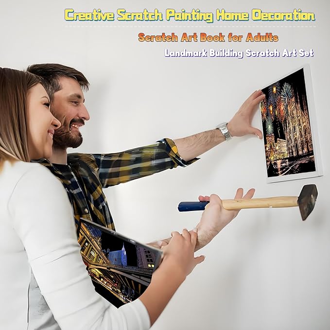 Scratch Art Book for Adults-Landmark Building Scratch Art|Scratch Painting Paper Craft Kit|Creative Foil Engraving Art Set|Scratch City Series Books for Travel Lovers,Craft Lovers(New City 3)