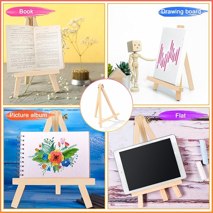 32 Pack 9 Inch Wood Easels, Easel Stand for Painting Canvases, Art, and Crafts, Tripod, Painting Party Easel, Kids Student Tabletop Easels for Painting, Portable Canvas Photo Picture Sign Holder