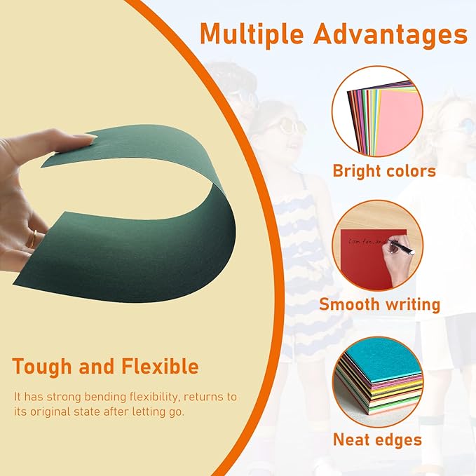 100 Sheets Colored Cardstock 8.5 x 11 Craft Paper, 20 Assorted Colors 75lb Heavyweight Invitation Paper Card Stock for DIY Cards Making, Wedding, School Scrapbooking, Memus, Party Decorations