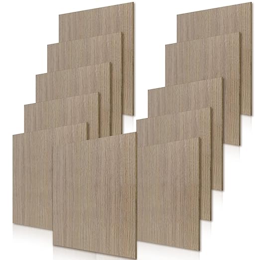 10 Pieces Walnut Plywood Sheets for DIY 12 x 12 x 1/8 Inch Unfinished Craft Wood for Laser Cutting, Engraving, Drawing, Painting, and Wood Burning 3mm Walnut Hobby Wood Sheets (10 Pcs)