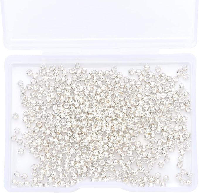 Silver Plated Round Spacer Beads 2.5mm 500pcs for Jewelry Making Findings Non Tarnish