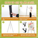 AROIC 63 "Easel Stand for Display, 10 Pack Portable Foldable Metal Easel, Easels for Signs Wedding Logos,Arts, Painting,Adjustable Floor Easels with 10 Storage Bag