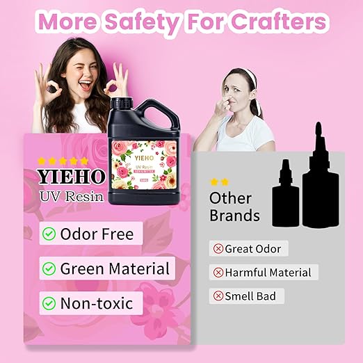 UV Resin 500g -Bulk Upgraded Crystal Clear Hard UV Fast Curing Epoxy Resin Supplies for Craft Jewelry Making