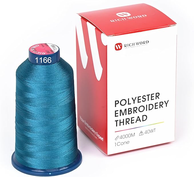 Richword Selected Blue Embroidery Thread 4000M(4374Y) 40WT Polyester Thread 100 Colors Selected for Commercial Multi Needles and Single Needle Embroidery Machine 1166