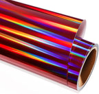 GIRAFVINYL Maroon Holographic Vinyl Rainbow Maroon Vinyl Permanent - 12" X 6 ft Glossy Burgundy Viny1 for Cups, Stickers, Logos, Labels