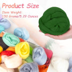 PATIKIL Wool Roving Yarn, 150G/5.3OZ Soft Felting Wool Pure Chunky Roving Yarn Bulk for Needle Felting Knitting Blanket Spinning Weaving DIY Craft, Grass Green