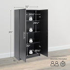 Prepac Elite Tall Garage Storage Cabinet & Pantry Storage Cupboard, 2-Door Freestanding Bathroom or Pantry Cabinet with Adjustable Shelves, 16" D x 32" W x 65" H, Black