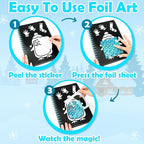 FUNNYB&G Foil Art Craft for Kids - Christmas Crafts Gift Party Favors Stocking Stuffers for Kids Fun Art Supplies Creative Birthday Gift Travel Toys for Girls Boys 4 5 6 7 8 9 Years Old (Winter)