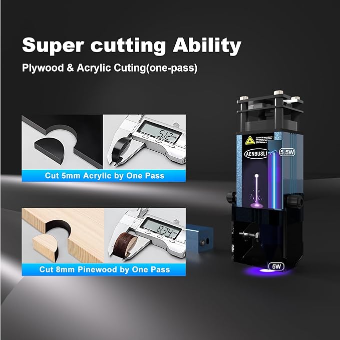 AENBUSLM 40W Laser Module with Air Assit for Laser Cutter & Laser Engraver Machine,5W(5000mW) Output Power,Built in FAC,Ultra-Fine Compressed Spot CNC Carving DIY Laser Master - Class 4