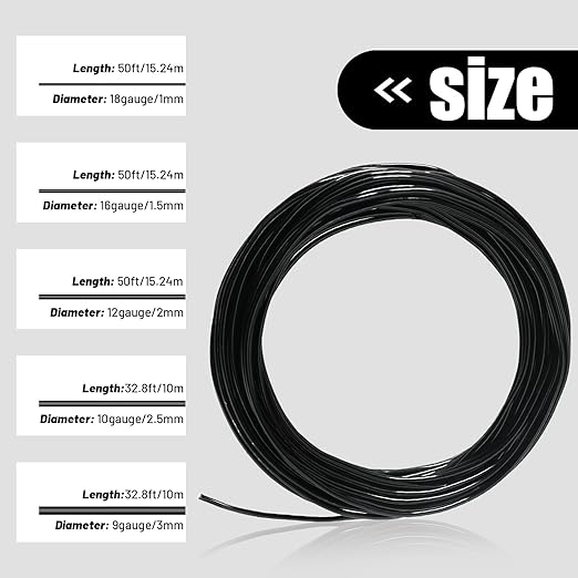 50 Feet Black Aluminum Craft Wire, 16 Gauge 1.5mm Thickness Sculpting Wire, Armature Wire for Sculpting, Bendable Metal Craft Wire for Making Dolls Skeleton DIY Crafts