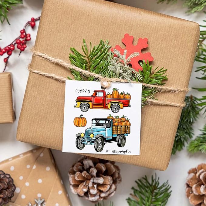 GLOBLELAND Autumn Truck Pumpkin Clear Stamps Harvest Maple Leaves Silicone Clear Stamp Seals Text Transparent Stamps for DIY Scrapbooking Cards Making Photo Album Journal