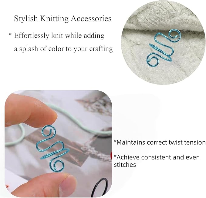 2Pcs Crochet Rings for Finger, Adjustable Open Yarn Guide Crochet Tension Ring for Crocheting Knitting Accessories Supplies Yarn Tension Loop Ring for Finger (Turquoise), SATONBEYI