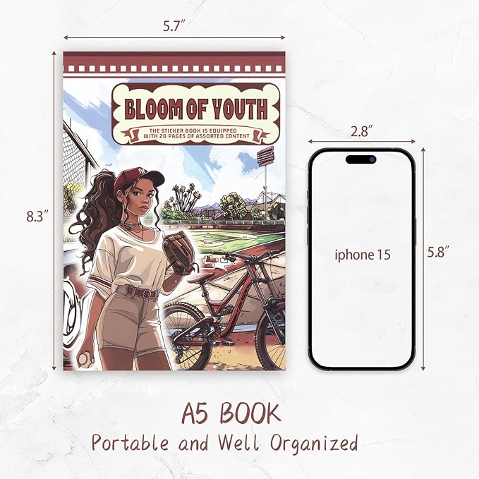 Dizdkizd Sport Themed Scrapbooking Journaling Stickers for Adults, 196 Die-Cut PET and Paper Sticker Book for Bullet Journal, Collage, Colored Girls Fitness Planner Stickers Kit