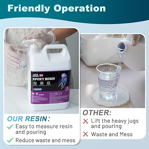 LET'S RESIN EPOXY RESIN 3 Gallon Epoxy Resin with Pumps, Bubble Free & High-Gloss Epoxy Kit, Crystal Clear Resin and Hardener for DIY Art, Molds Casting,Craft