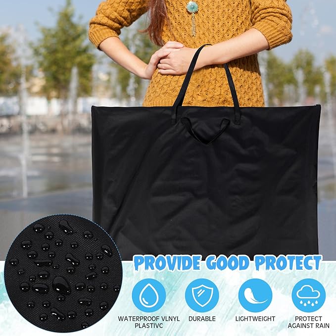 Abbylike 48 x 36 Inch Art Portfolio Bag Large Size Art Supply Bag with Nylon Shoulder Waterproof Poster Board Painting Drawing Sketch Storage Carrying Case for Christmas Artwork Gift(Black,2 Pcs)