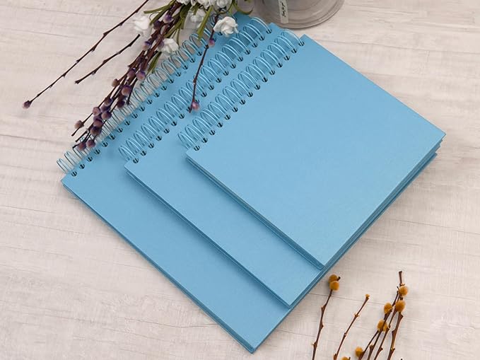 potricher 12 x 12 Inch Large DIY Scrapbook Photo Album 80 Pages Thick Kraft Blank Blue Paper Memory Book for Wedding and Anniversary Family (Blue, 12 Inch)