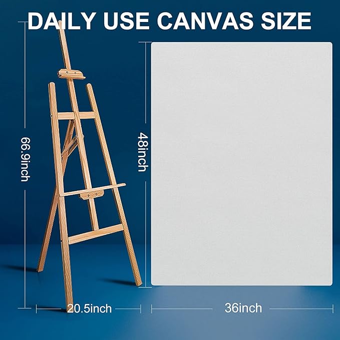 Stretched Canvases for Painting 36x48 Inch 4-Pack, 12.3 oz Triple Primed Acid-Free 100% Cotton Blank Canvas, Art Canvases for Oil Paint Acrylics Pouring & Wet Art Media, Pour Painting