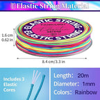 FANDAMEI 1mm Elastic String for Bracelets, Elastic Bracelets Beading Cord Stretchy Rainbow, Stretch Bead Cord for Jewelry Making, Sturdy Thread for Bracelet Necklace Crafts Christmas DIY Colorful