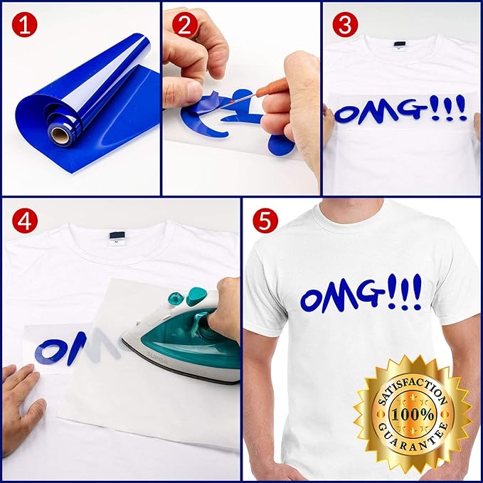 HTV Sapphire Blue Heat Transfer Vinyl Rolls 12 Inch by 8feet Roll Iron on DIY for T-Shirt Easy to Cut & Weed for Heat Vinyl Design Glossy (8Ft, Sapphire Blue)