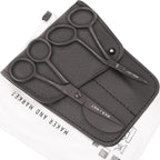 Small Embroidery 4.5 Inch Scissors Set of 2 Kit - Mini Double Bend Offset Duckbill and Double Bend Long Applique Needlepoint Blade with Pouch Sleeve (Black)