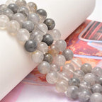 NCB 100pcs Genuine Natural Stone Beads Round Loose Gemstone 6mm DIY Charm Smooth Beads for Bracelet Necklace Earrings Jewelry Making Accessories Supplier (Cloudy Quartz Crystals, 6mm 100Beads)
