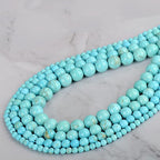 Natural Stone Genuine Stones DIY Blue Turquoise Round Beads 8mm 100pcs Beading Loose Gemstone Hole Size 1mm Charm Smooth Beads for Bracelets Necklaces Earrings (Blue Turquoise 8mm)