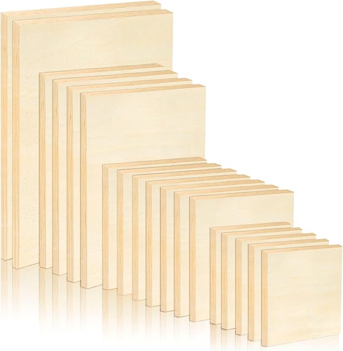 18 Pack Unfinished Wood Canvas Panels Kit Wooden Panel Boards Wood Paint Pouring Panels Wooden Canvas Panels Boards for Painting, Pouring Art, Crafts/11.8x7.9Inch/9x7.5Inch/6x6Inch/4.7x4.7Inch
