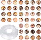 Natural Stone Genuine Stones DIY Round Beads 8mm 100pcs Beading Loose Gemstone Hole Size 1mm Charm Smooth Beads for Bracelets Necklaces Earrings (Brown Zebra Jasper 8mm)