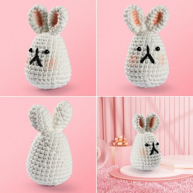 YWQZBHEMO Crochet Kits for Beginners/Experts - All-in-One Learn to Crochet 3 Different Patterns Sets - Chicken, Rabbit, Bee for Adult Starters, Includes Enough Yarns, Hook, Accessories