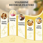 Beeswax pellets 200G/5LB/10LB/20LB, VEGISHINE Pure and Natural Yellow Beeswax for DIY Skin Care, Lip Balm, Polishing, Lotion, Soap, Candle Making Supplies