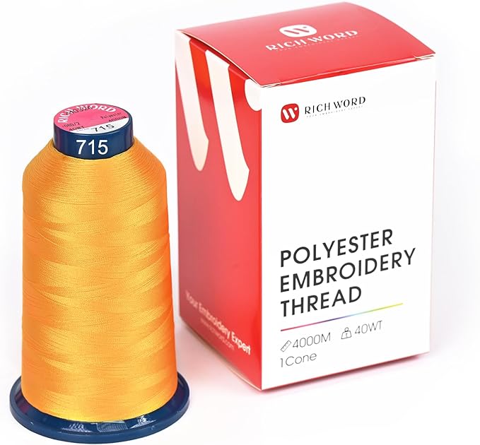 Richword Selected Yellow Embroidery Thread 4000M(4374Y) 40WT Polyester Thread 100 Colors Selected for Commercial Multi Needles and Single Needle Embroidery Machine 0715