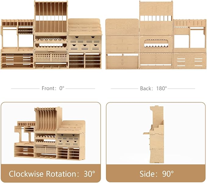 Wooden Model Kit Tool Organizer Storage Rack, Paint Rack Organizer with MDF Material, Brush/Screwdriver Storage, Craft Supplies Storage, Suitable for Tamiya Gundam Model Tools, GK10