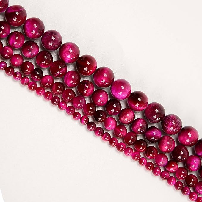 NCB 100pcs Original Natural Stone Beads Gemstone Round Loose Beads 6mm 8mm 10mm (Rose Tiger's Eye, 6mm 100Beads)