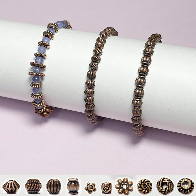 Antique Copper Beads for Jewelry Making - Spacer & Assortments for Bracelet, Necklace, Earring - Craft Supplies, Findings, Small Seed Beads - Jewelry Set 500Pcs