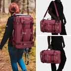 WITZMAN Canvas Backpack Vintage Travel Backpack Large Laptop Bags Convertible Shoulder Rucksack(A519-2 Red)