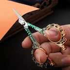 Sewing Scissors Sharp Embroidery Scissors with Sheath, Craft Scissor for Needlework Artwork Threading Cross Stitch Handicraft DIY Tool, 4.5in Gold Green Shears