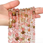 35pcs 10mm Natural Stone Beads Fire Cherry Quartz Beads Crystal Gemstone for Jewelry Making, DIY Bracelet Necklace